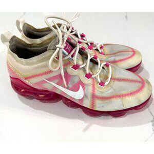 Nike Air VaporMax 2019 Womens Athletic Shoes Size 10 Pink & White Sneakers Jelly
